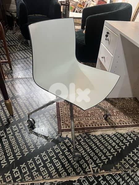 solid wood desk white with chair base aluminum 4