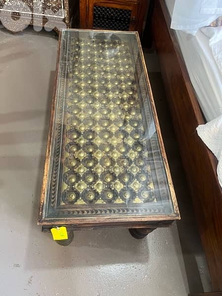 solid wood teak table with copper 2