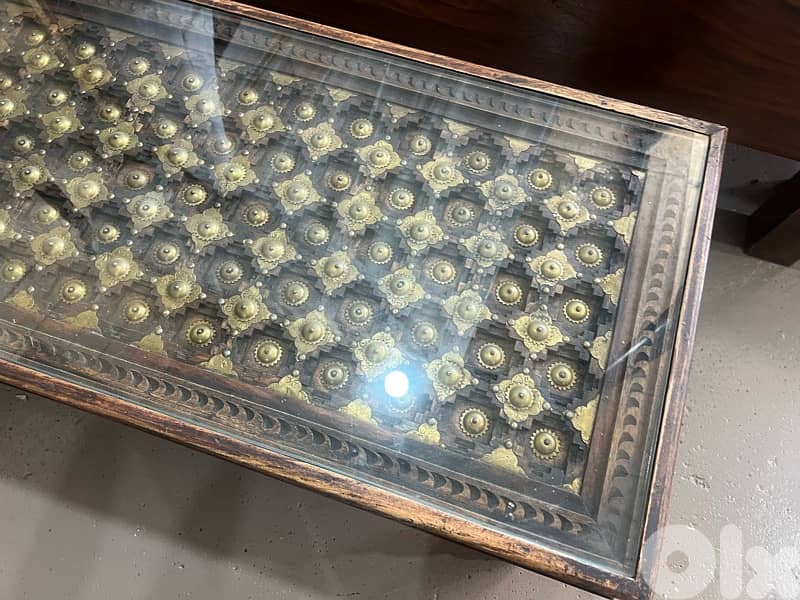 solid wood teak table with copper 3