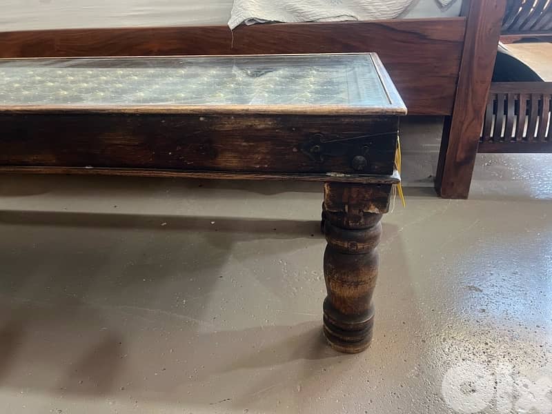 solid wood teak table with copper 5