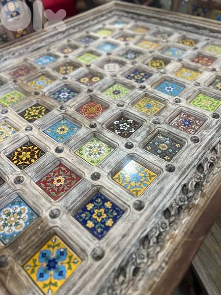 solid wood teak table vintage with 4 chairs 2