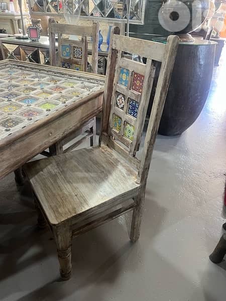 solid wood teak table vintage with 4 chairs 3
