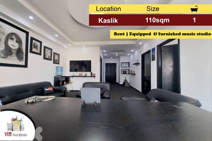 Kaslik 110m2 | Equipped Music Studio | Rent | Decorated | IV CH | 0