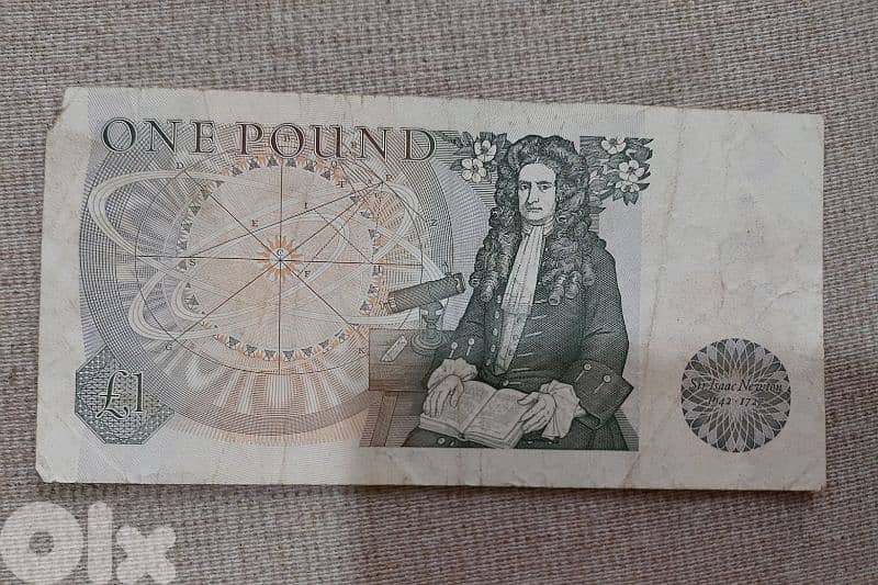 Isaac Newton Memorial English One Pound Banknote of United Kingdom 0