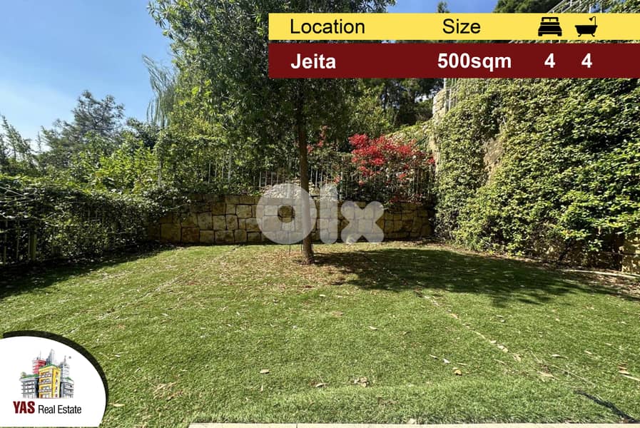 Jeita 500m2 | 320m2 Garden | Villa | Panoramic View | Prime location|M 0