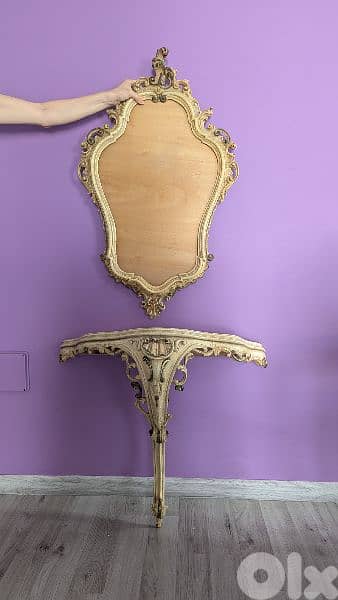Baroque style mirror & hanging table 0