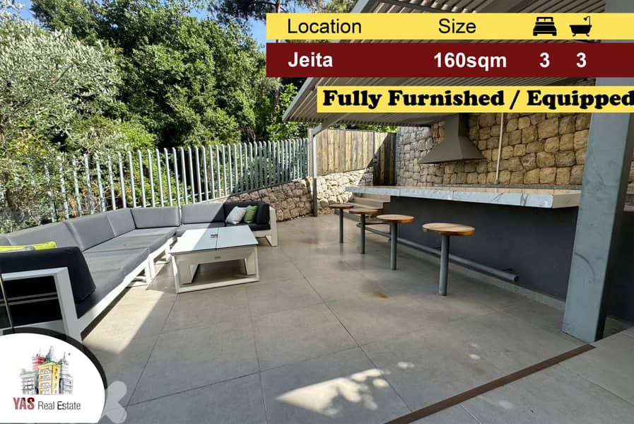 Jeita 160m2 | 70m2 Terrace | Furnished | Panoramic Mountain View | EL 0