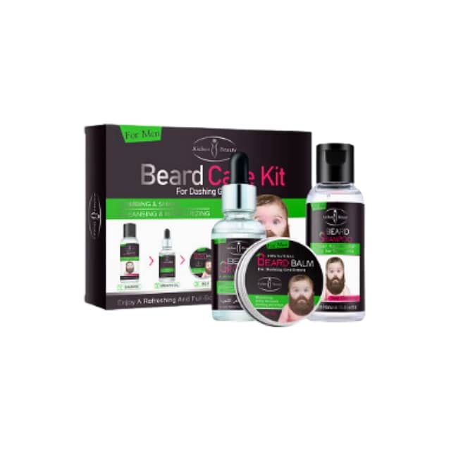 Aichun Beauty Beard Care Kit, 3-in-1 Shampoo, Growth Oil & Balm 6