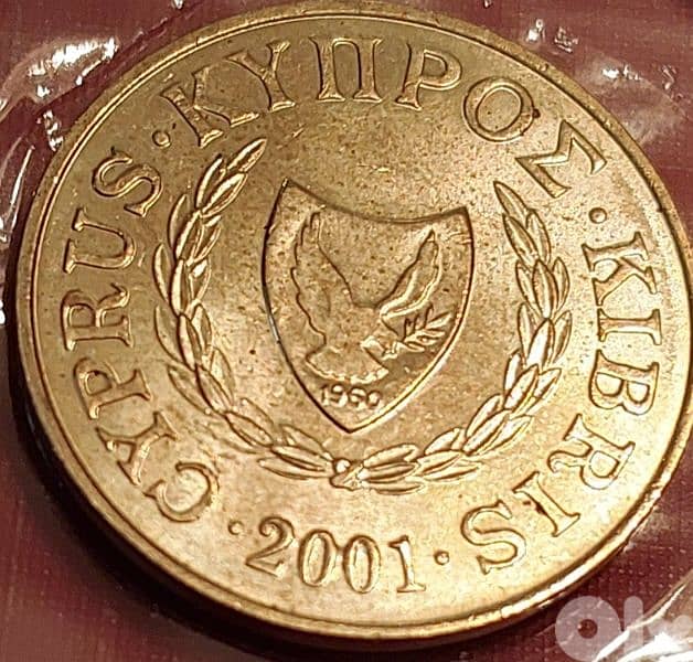 Cyprus 5 Mils 2001 INC bronze coin KM# 39 1