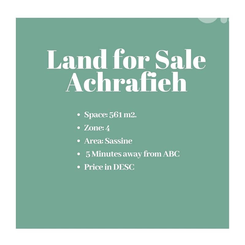 Prime Location Land for sale in Sassine Achrafieh 0