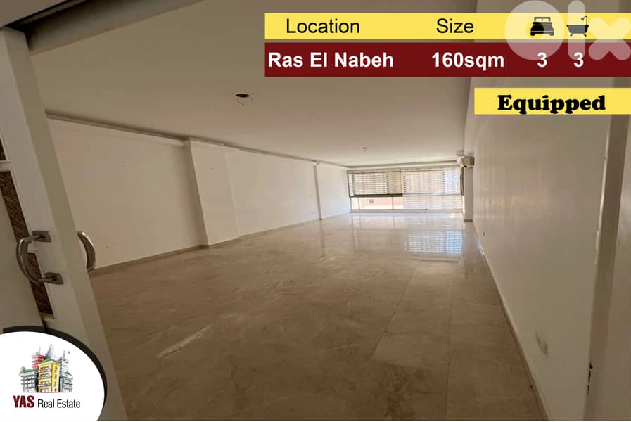 Ras El Nabeh 160m2 | Equipped | Well Lighted | Prime Location | PA | 0