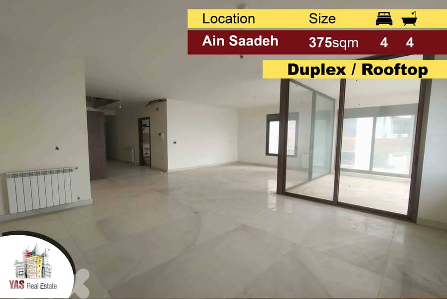 Ain Saadeh 375m2 | 178m2 rooftop | Luxury Duplex | Sea View | AA | 0