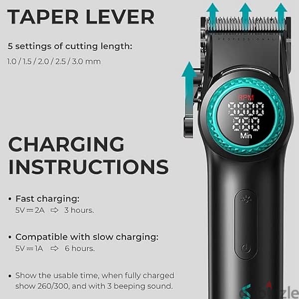 VGR 001 Professional Hair Clippers for Men, Cordless Barber Clippers 3
