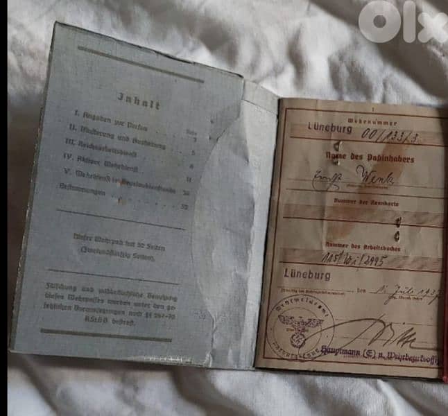 World War passport Nazi officer Hitler German 3rd Reich Army 7