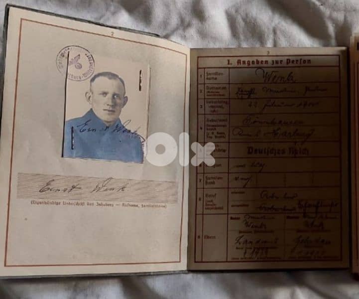 World War passport Nazi officer Hitler German 3rd Reich Army 8