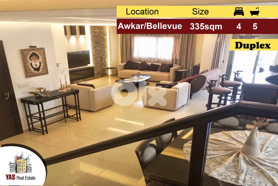 Awkar/Bellevue 335m2 | 120m2 Terrace | Luxury | Decorated | View | PA 0