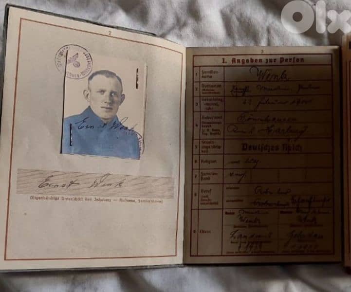 German Nazi passport for Solider in WW2 Original and Genuine 1