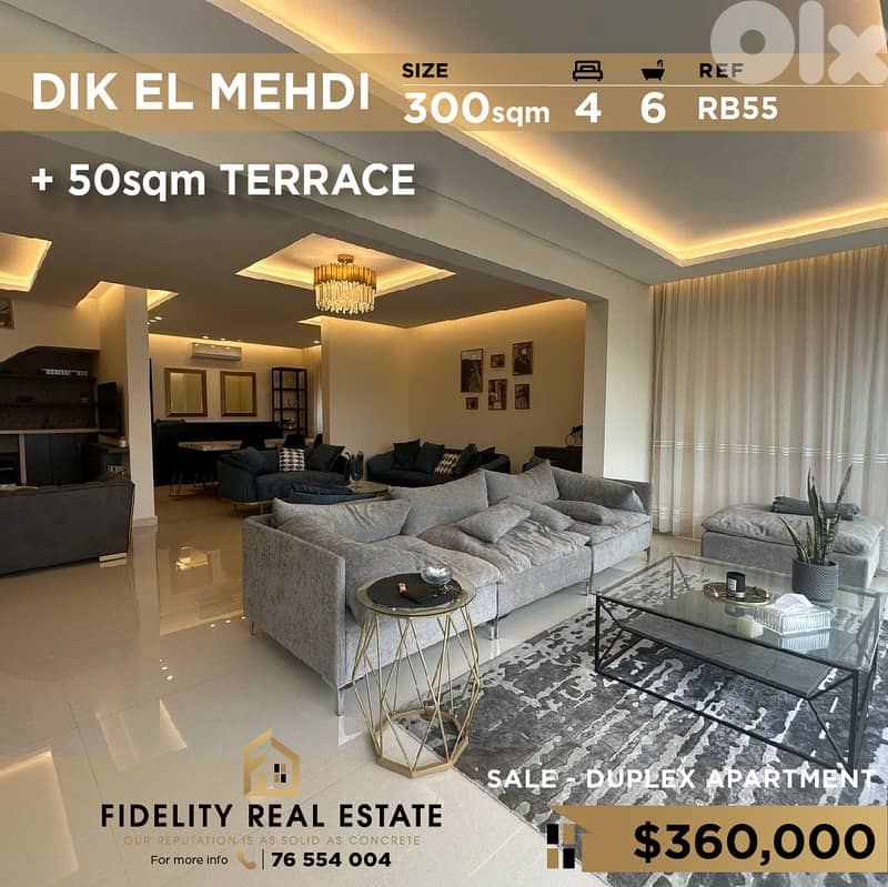 Duplex for sale in Dik El Mehdi RB55 0