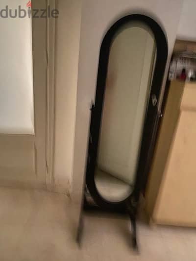 standing mirror with cabinet for accessories