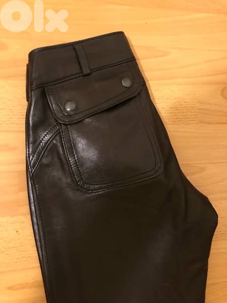 Trousers black  leather, size 36, low waist 1
