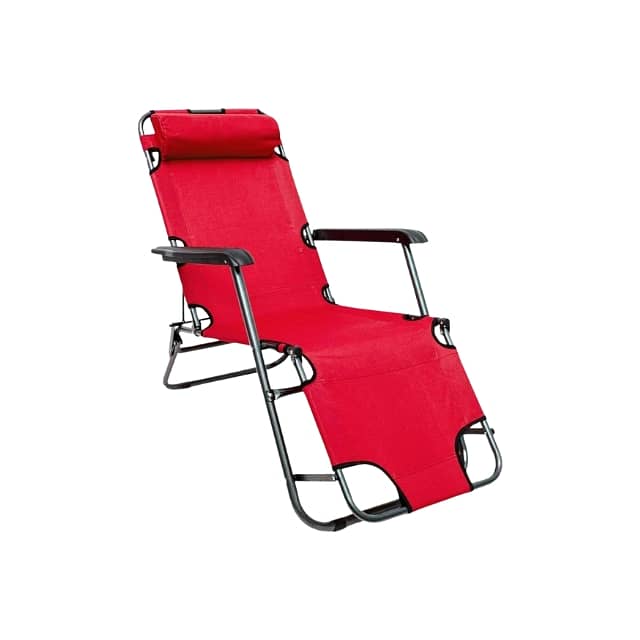 Reclining Chair - Foldable Beach Lounger, Padded, Steel Frame 0