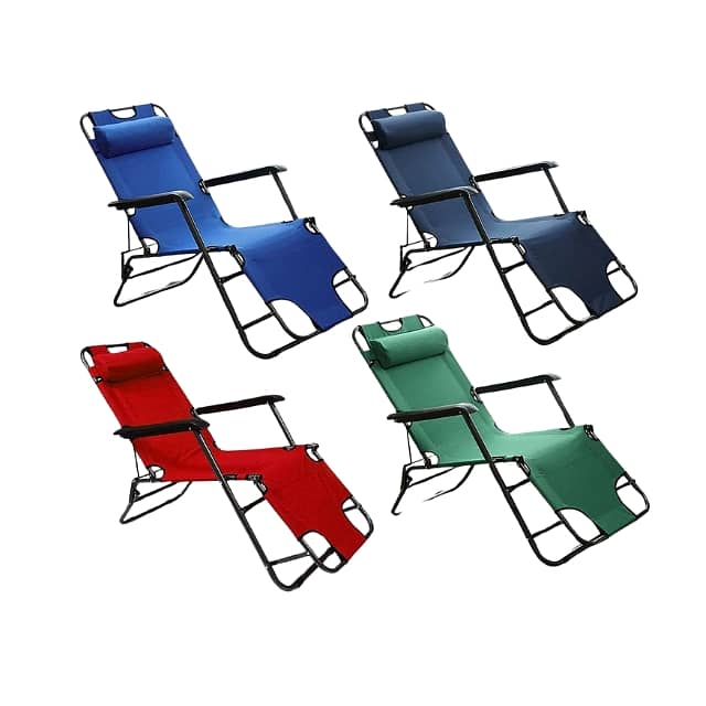 Reclining Chair - Foldable Beach Lounger, Padded, Steel Frame 9