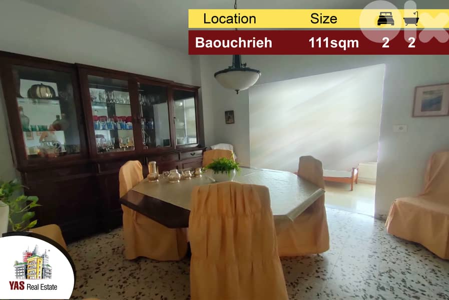 Baouchrieh 111m2 | Mint Condition | Well Lighted | AA | 0