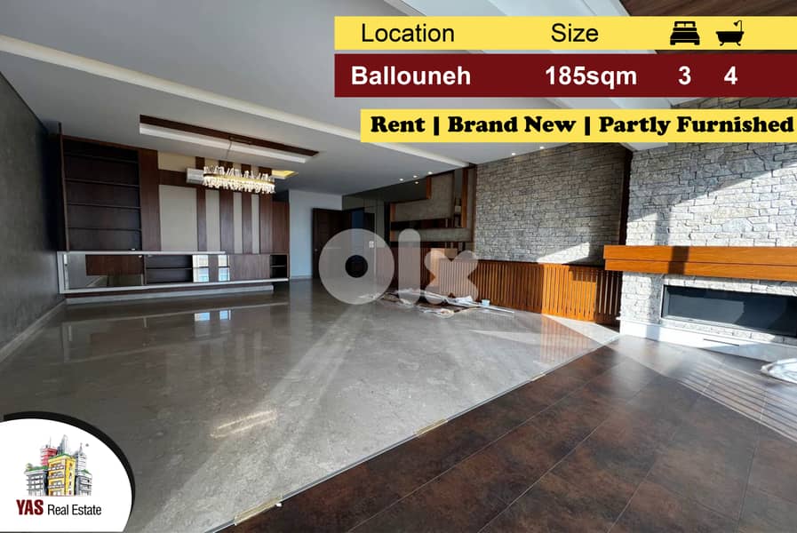 Ballouneh 185m2 | Rent | Partly Furnished | Brand New | KS | 0