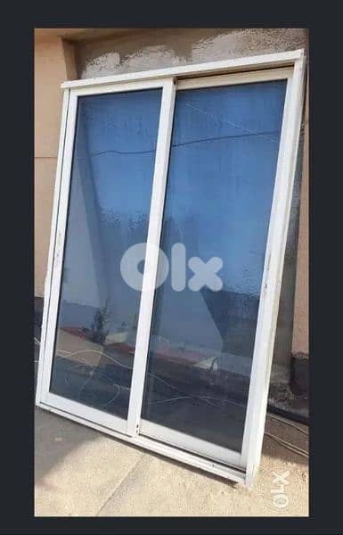 شباك المنيوم درفتين وباب المنيوم درفتين 2