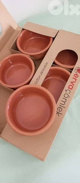 زجاجيات 6 كاسات فخار للحلويات او استعمالات اخرى 2