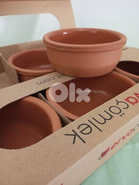 زجاجيات 6 كاسات فخار للحلويات او استعمالات اخرى 4