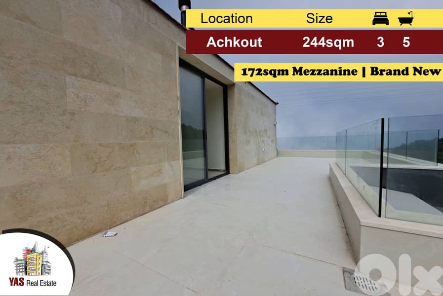 Achkout 244m2 | 133m2 Terrace | Rooftop | Brand New | View | DA | 0