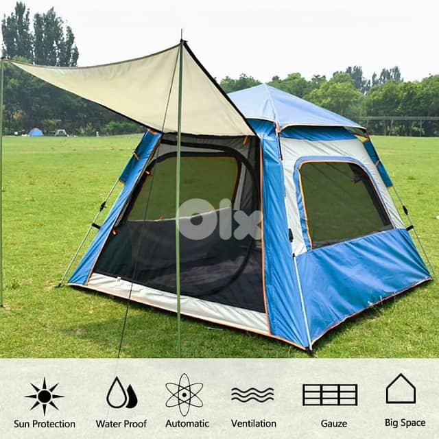 Automatic Camping Tent for 3-4 Campers, Sky Blue Outdoor Tent خيمة 1