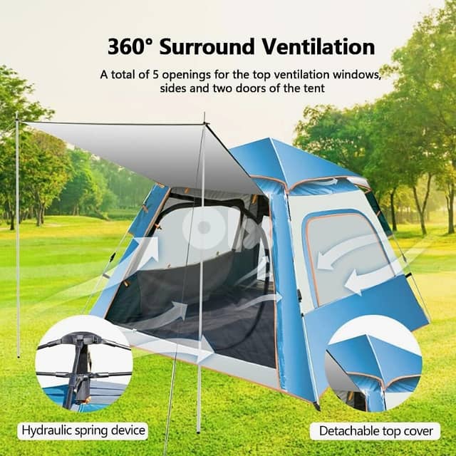 Automatic Camping Tent for 3-4 Campers, Sky Blue Outdoor Tent خيمة 2