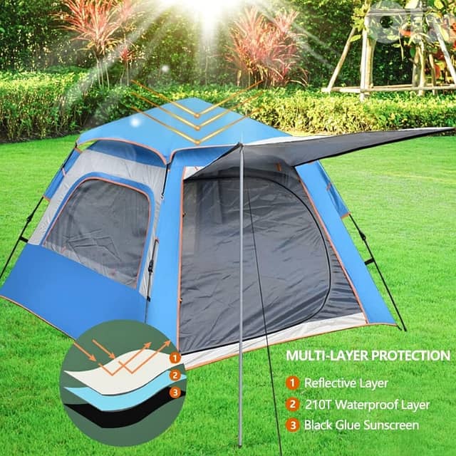 Automatic Camping Tent for 3-4 Campers, Sky Blue Outdoor Tent خيمة 7