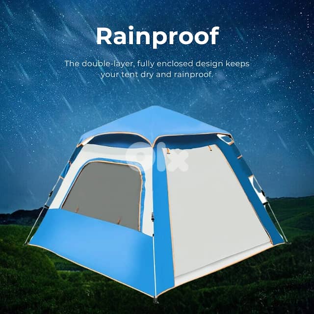 Automatic Camping Tent for 3-4 Campers, Sky Blue Outdoor Tent خيمة 5