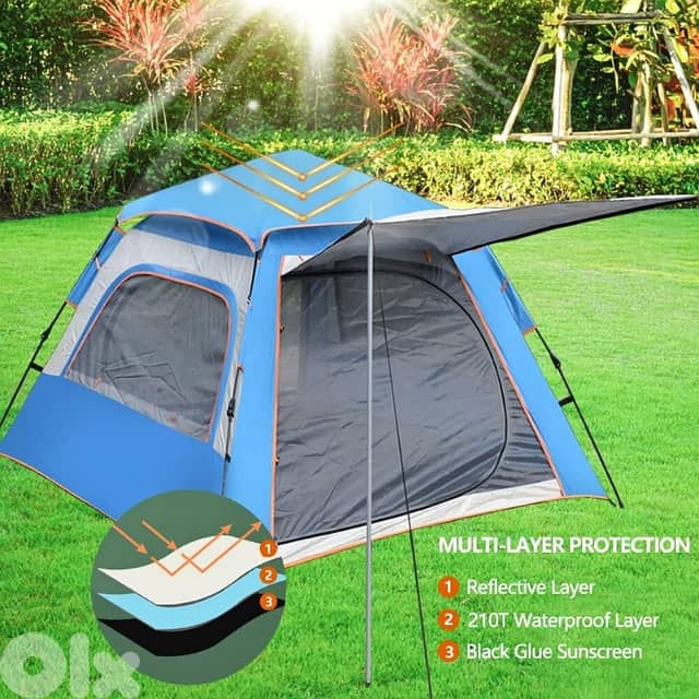 Automatic Camping Tent for 3-4 Campers, Sky Blue Outdoor Tent خيمة 7