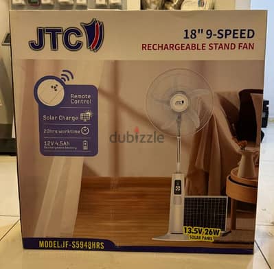 JTC rechargeable stand fan 18 inch jf-s5948hrs last original