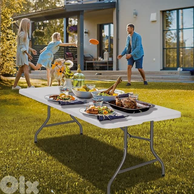 Folding Picnic Table for Outdoor Camping, BBQ & Garden, White, طاولة 1