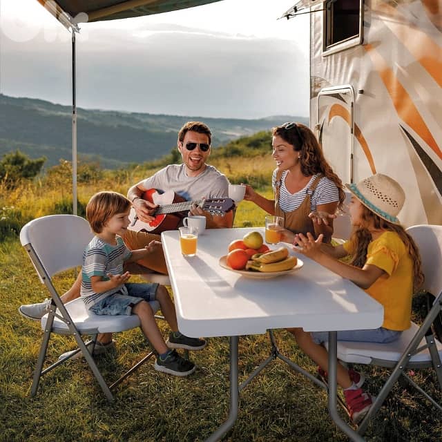 Folding Picnic Table for Outdoor Camping, BBQ & Garden, White, طاولة 2