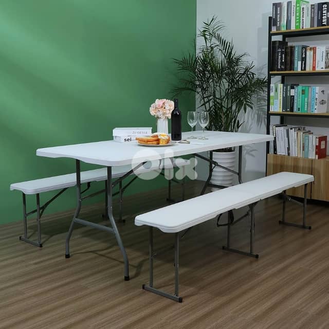Folding Picnic Table for Outdoor Camping, BBQ & Garden, White, طاولة 9