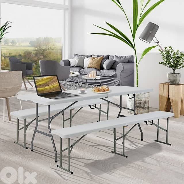 Folding Picnic Table for Outdoor Camping, BBQ & Garden, White, طاولة 10