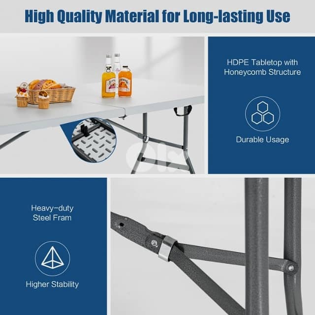 Folding Camping Table for Outdoor Picnics, BBQ & Garden, White, طاولة 6