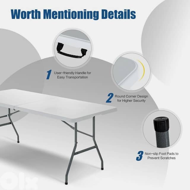 Folding Camping Table for Outdoor Picnics, BBQ & Garden, White, طاولة 9