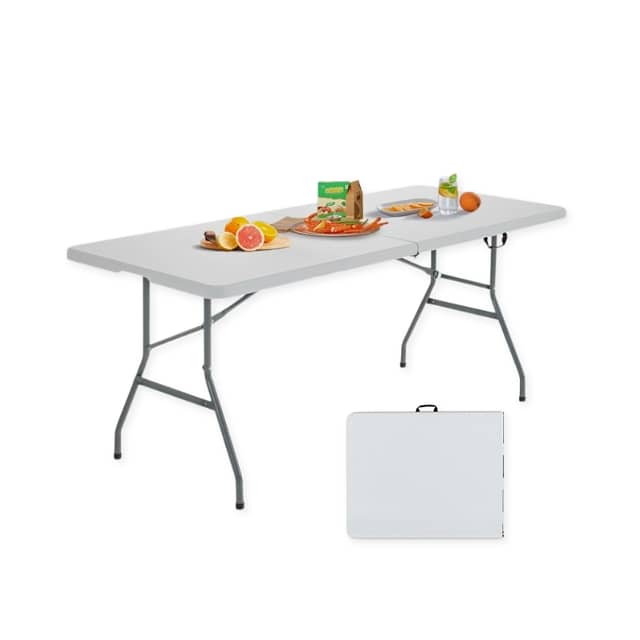 Folding Picnic Table for Outdoor Camping, BBQ & Garden, White, طاولة 0