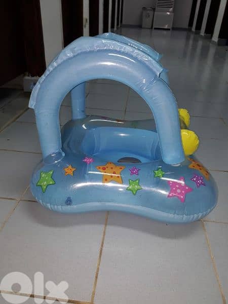 5 items:2 Intex baby floats +baby neck ring +float ring +boat mcqueen 6