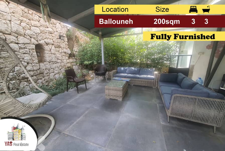 Ballouneh 200m2 | 100m2 Terrace | Furnished | Private Street | WA 0