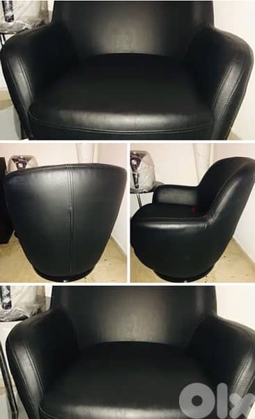 Black leather edition Swivel Armchair! BOOK SHELF FOR FREE 0