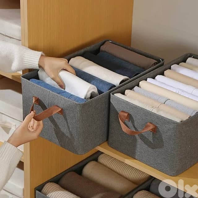 Foldable Storage Box - Grey Fabric Organizer for Clothes & Closet 1