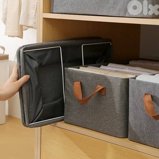 Foldable Storage Box - Grey Fabric Organizer for Clothes & Closet 3
